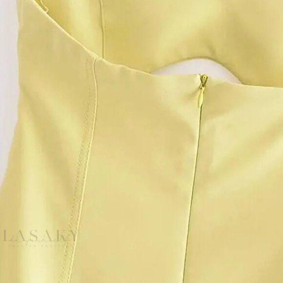 Freya Strapless Mini Dress with Hollow Out Design YELLOW XS - Picture 5 of 6